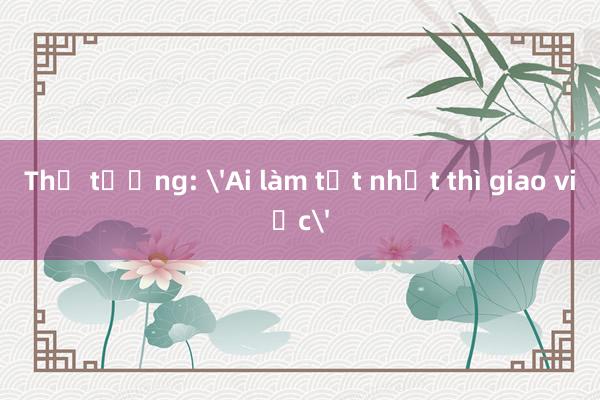 Thủ tướng: 'Ai làm tốt nhất thì giao việc'